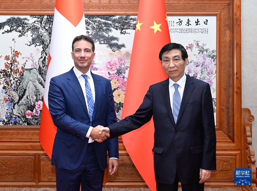 王沪宁会见瑞士联邦议会联邦院议...